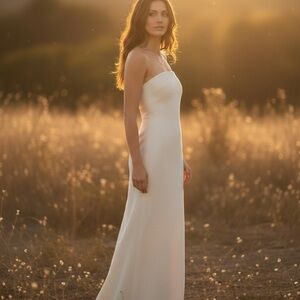 Dissh Satin Strapless Slip Dress Sz 6 Champagne Formal Wedding Bridal